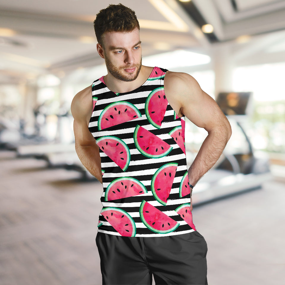 Watercolor paint textured watermelon pieces Men Tank Top