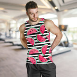 Watercolor paint textured watermelon pieces Men Tank Top