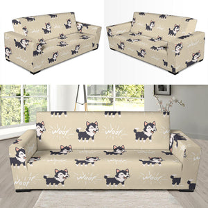 Cute Siberian Husky Sofa Slipcover
