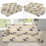 Cute Siberian Husky Sofa Slipcover