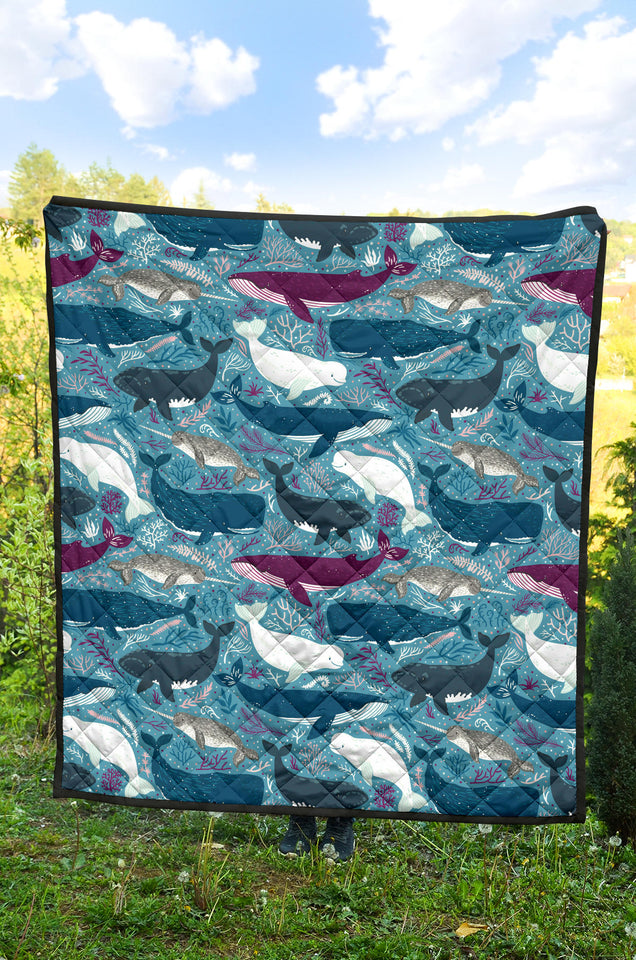 Whale Design Pattern Premium Quilt