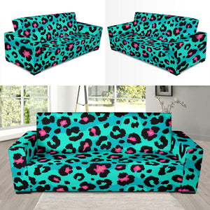 Green Leopard Skin Print Pattern Sofa Slipcover