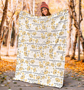 Golden Retriever Pattern Print Design 04 Premium Blanket