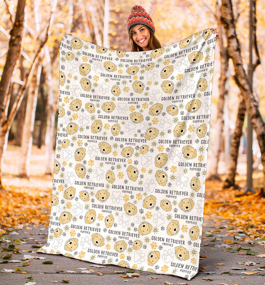 Golden Retriever Pattern Print Design 04 Premium Blanket