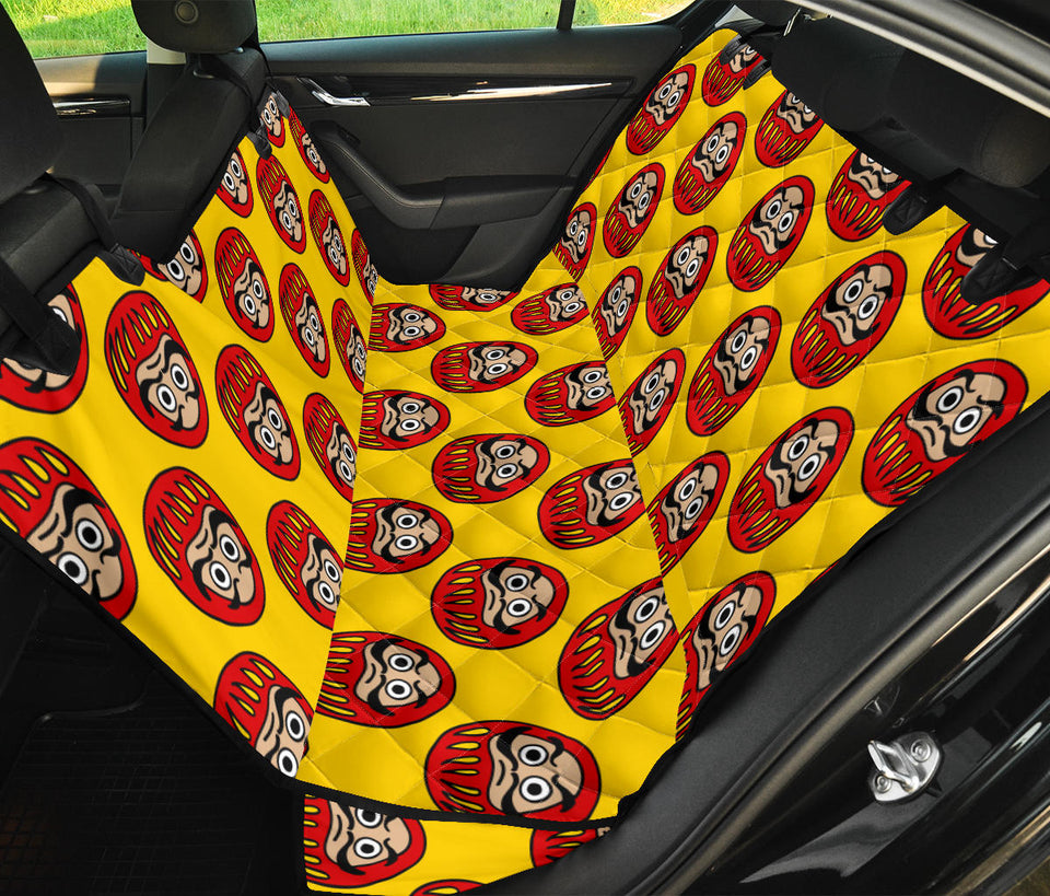 Daruma Japanese Wooden Doll Yellow Background Dog Car Seat Covers