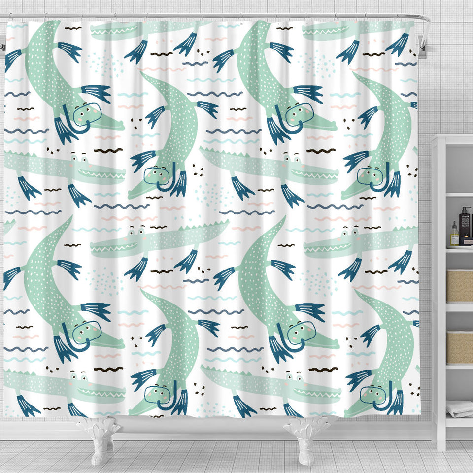 Crocodile Diver Pattern Shower Curtain Fulfilled In US