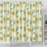 Seahorse Shell Starfish Pattern Background Shower Curtain Fulfilled In US