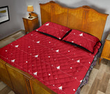 Christmas tree star snow red background Quilt Bed Set