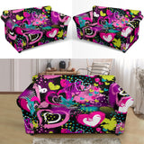 Heart Dot Wave Star Creative Design Pattern Loveseat Couch Slipcover