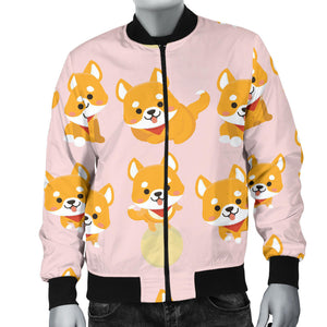 Cute Shiba Inu Dog Pattern  Men'S Bomber Jacket