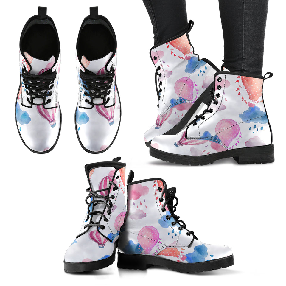Watercolor Air Balloon Cloud Pattern Leather Boots
