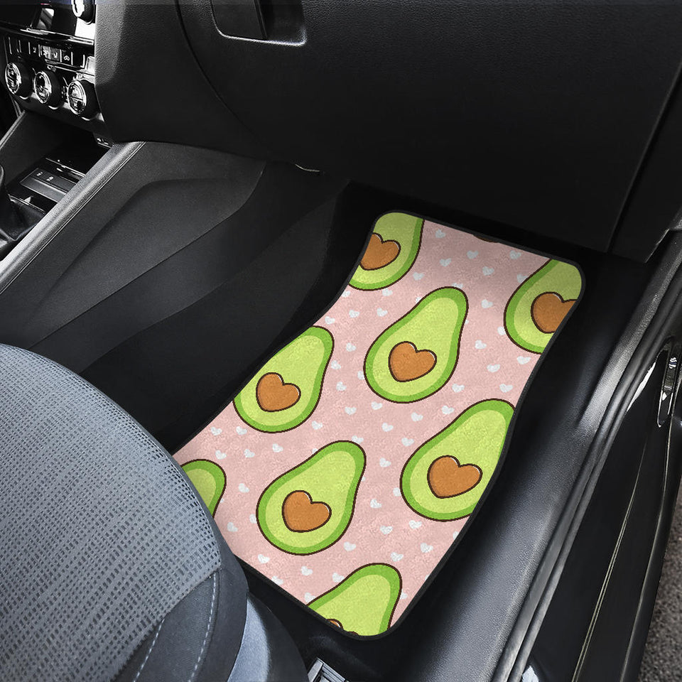 Avocado Heart Pink Background Front And Back Car Mats