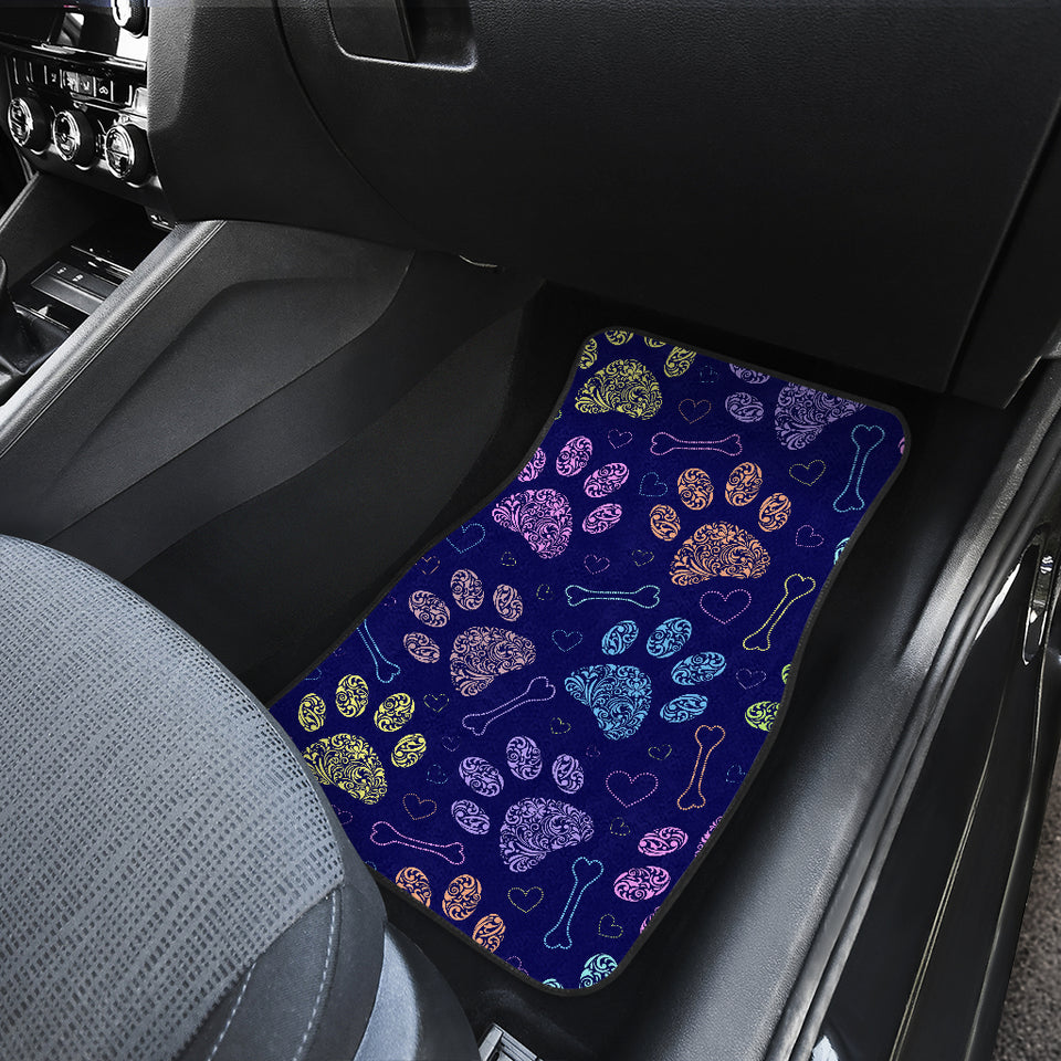 Dog Paws Pattern Print Design 02 Front and Back Car Mats