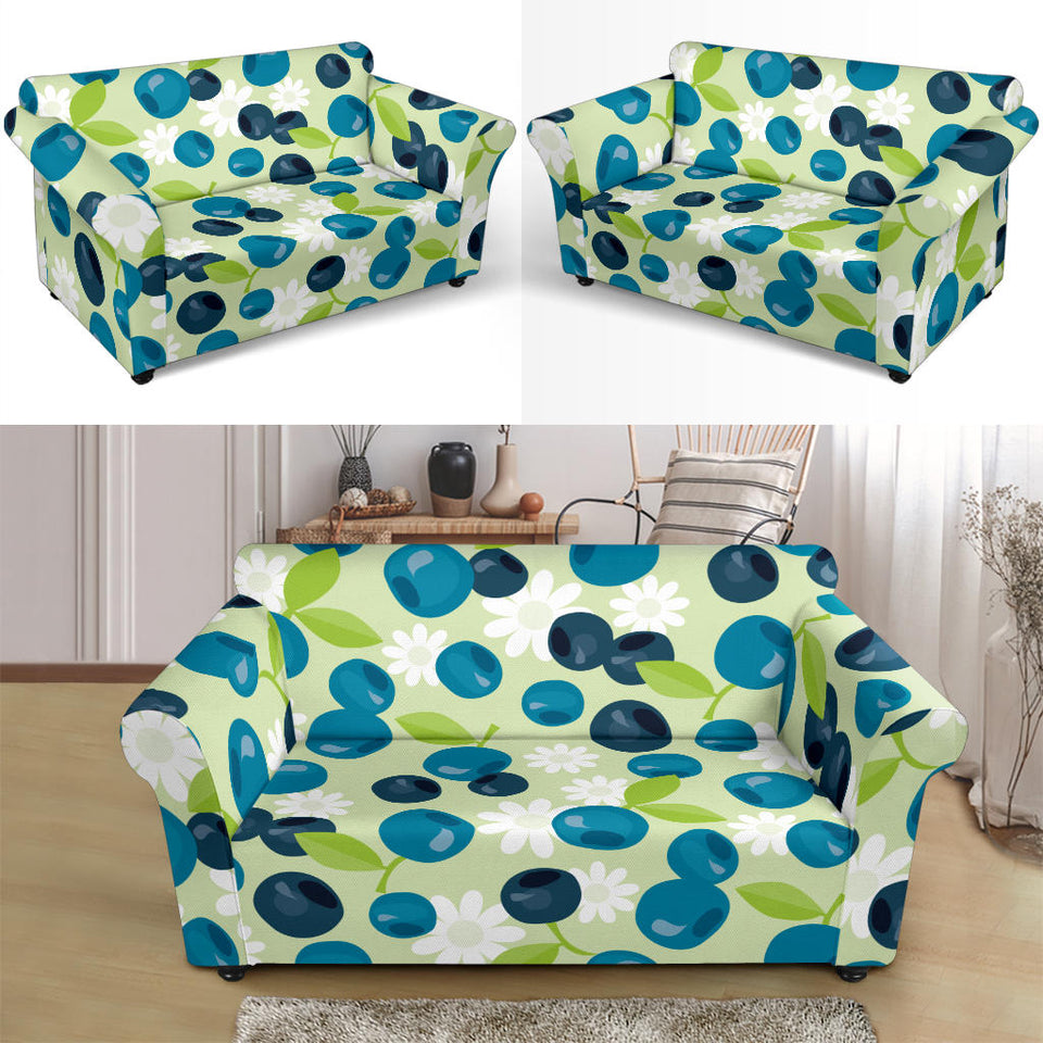 Blueberry Flower Pattern Loveseat Couch Slipcover