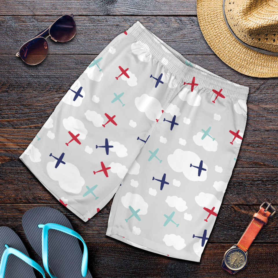 Airplane Cloud Grey Background Men Shorts