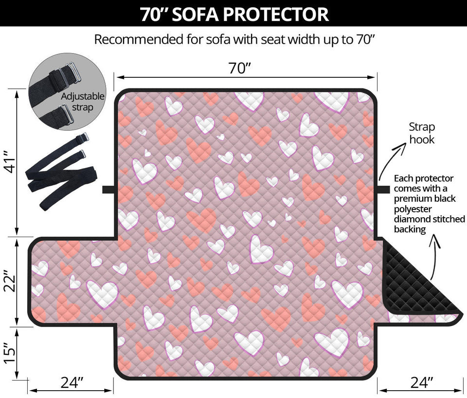 coral white heart pattern Sofa Cover Protector