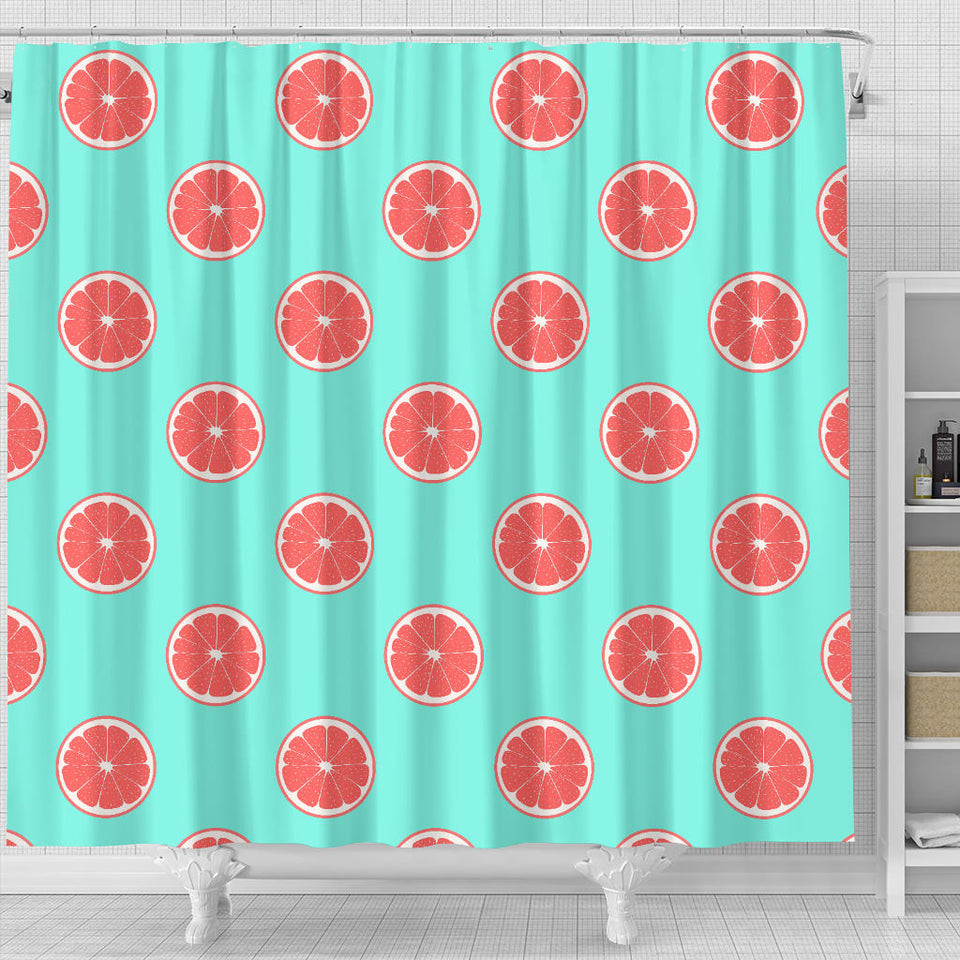 Grapefruit Green Background Shower Curtain Fulfilled In US