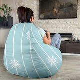 Snowflake Pattern Blue Stripe Background Bean Bag Cover