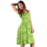 Slices Of Lime Pattern Sleeveless Midi Dress