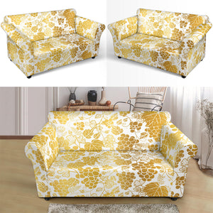 Gold Grape Pattern Loveseat Couch Slipcover