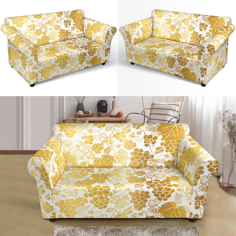 Gold Grape Pattern Loveseat Couch Slipcover