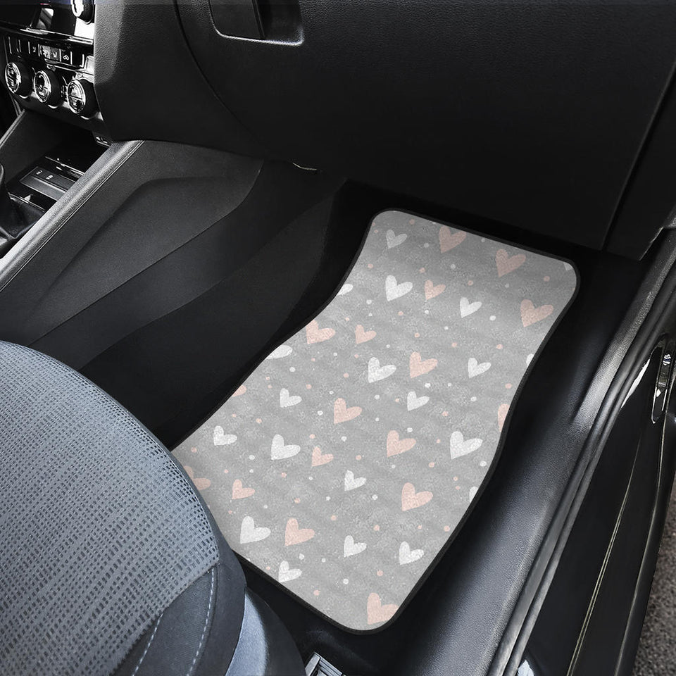 Heart Pattern Gray Background Front Car Mats