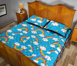 Rainbows Sky Clouds Pattern Quilt Bed Set