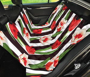 Red And White Tulips Pattern Dog Car Seat Covers