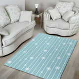 Snowflake Pattern Blue Stripe Background Area Rug