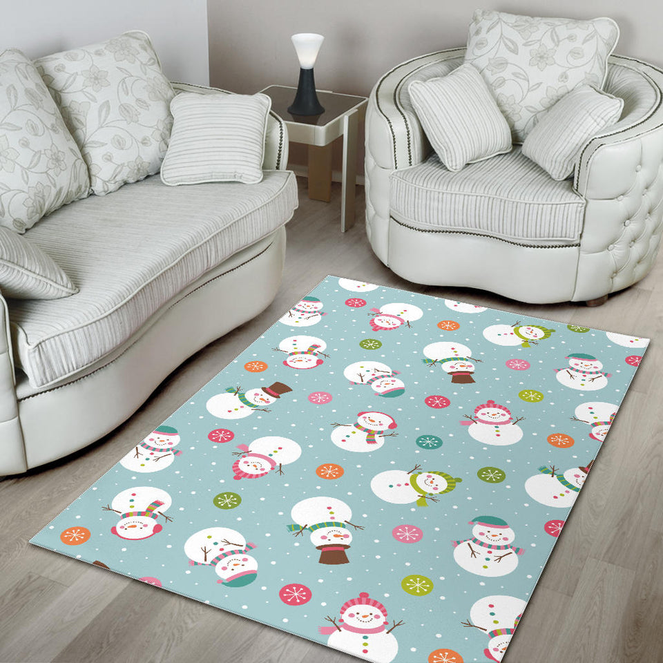Cute Snowman Snowflake Pattern Area Rug