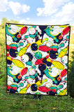 Watercolor Bowling Ball Pins Premium Quilt