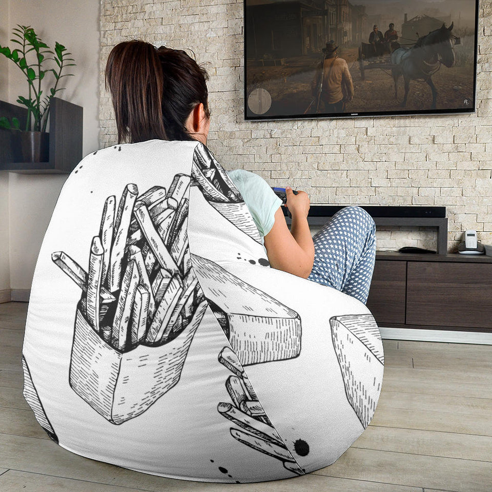 Hand Drawn French Fries Pattern Bean Bag Cover