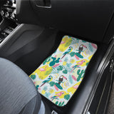 Cute Parrot Toucan Flamingo Cactus Exotic Leaves Pattern Front And Back Car Mats