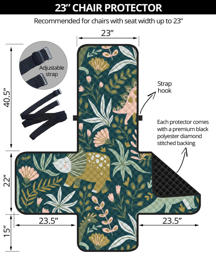 dinosaurs tropical leaves flower pattern Chair Cover Protector