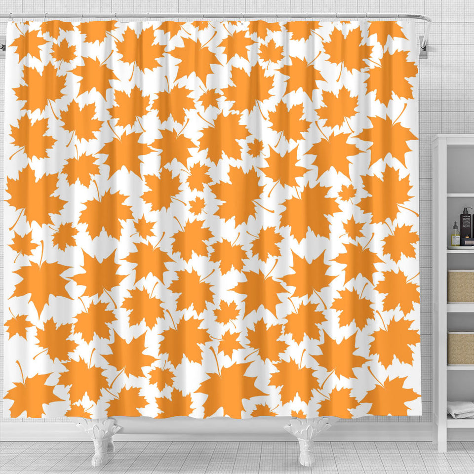Orange Maple Leaf Pattern Shower Curtain Fulfilled In US