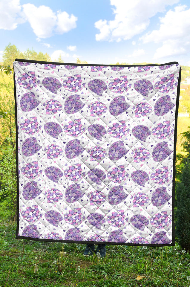 Hedgehog Pattern Print Design 05 Premium Quilt