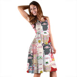 Pig Pattern Print Design 02 Sleeveless Midi Dress