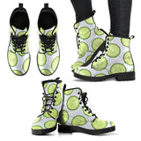 Cucumber Slices Pattern Leather Boots