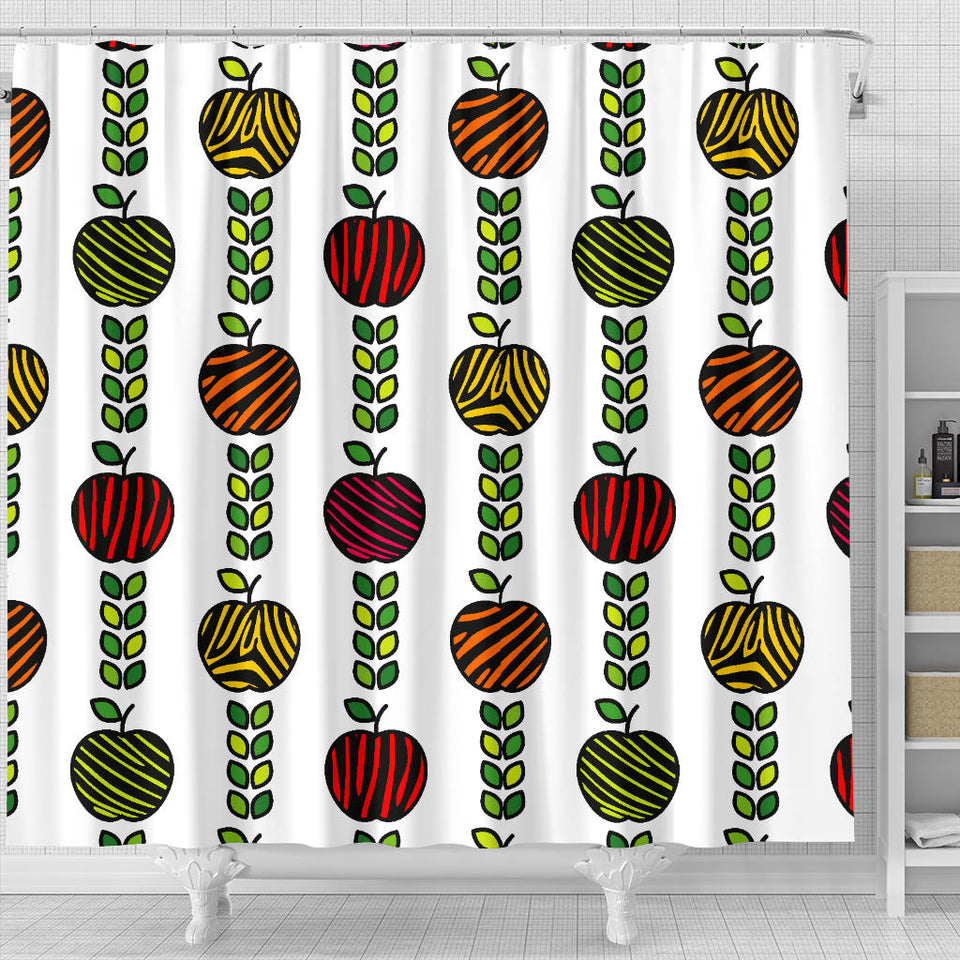 Colorful Apples Leave Zebra Stripe Shower Curtain Fulfilled In US