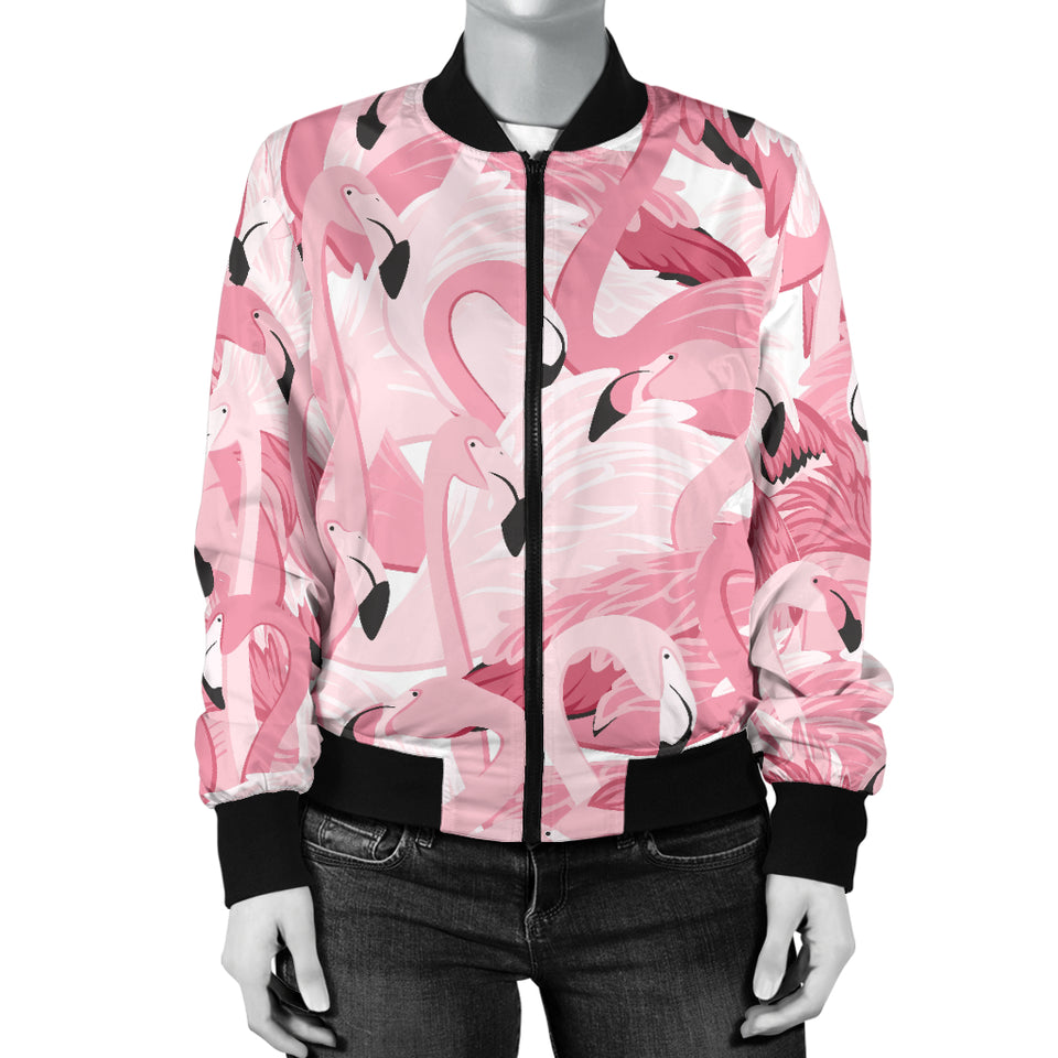 Pink Flamingos Pattern Background Women'S Bomber Jacket