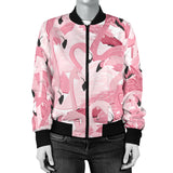Pink Flamingos Pattern Background Women'S Bomber Jacket