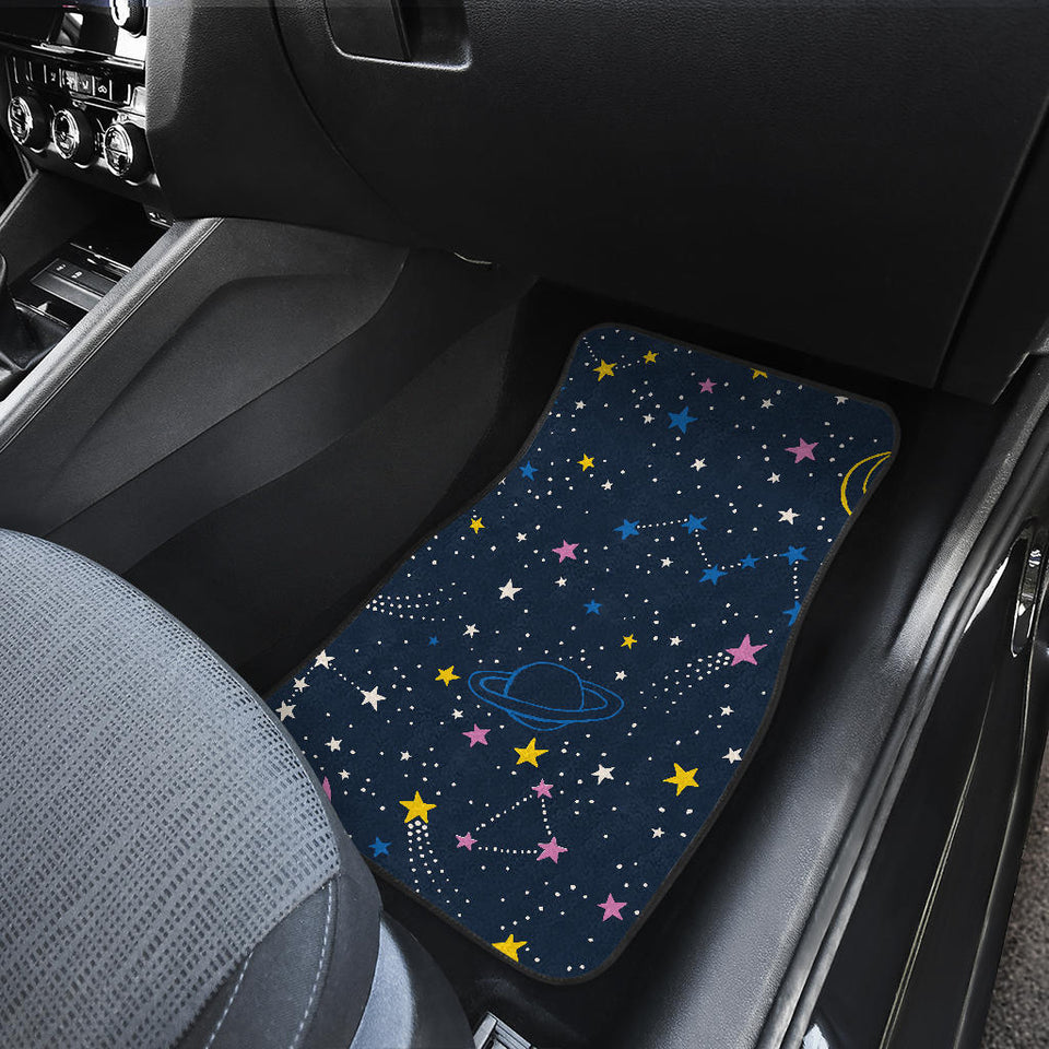 Space Pattern With Planets, Comets, Constellations And Stars Front And Back Car Mats