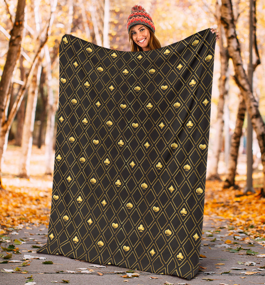 Casino Cards Suits Pattern Print Design 01 Premium Blanket