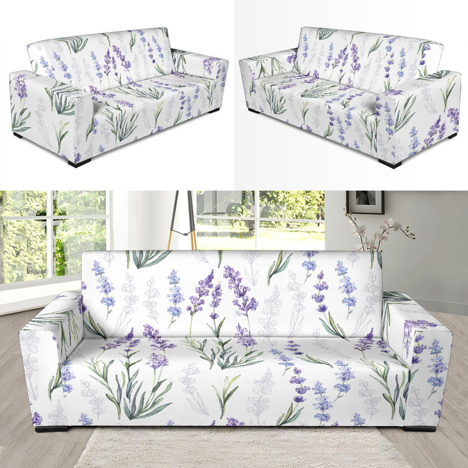 Hand Painting Watercolor Lavender Sofa Slipcover