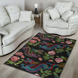 Dragons Flower Pattern Area Rug