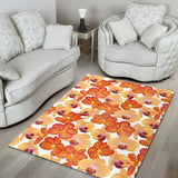 Orange Yellow Orchid Flower Pattern Background Area Rug