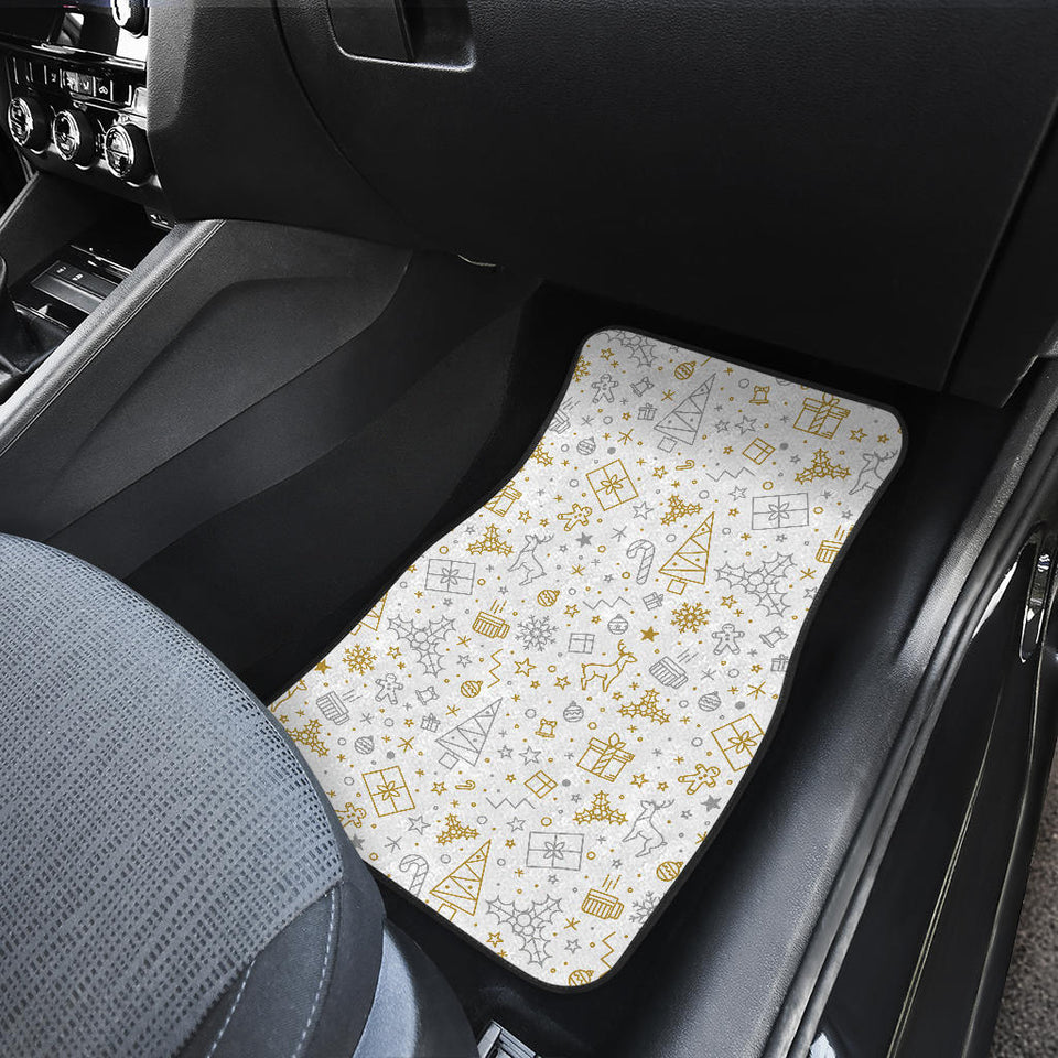 Christmas Tree Christmas Element Silver Gold Pattern Front And Back Car Mats