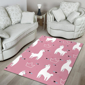 Llama Alpaca Pink Background Area Rug