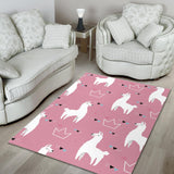 Llama Alpaca Pink Background Area Rug