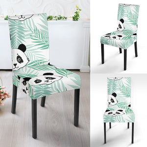 Panda Pattern Tropical Leaves Background Dining Chair Slipcover